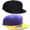 D&I Plain Flat Bill Visor Blank Snapback Hat Cap with Adjustable Snaps - 2 Pk - Bk, Pr/Yw view 1