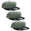 D&I Plain Flat Bill Visor Blank Snapback Hat Cap with Adjustable Snaps - 3 Pk - Gy/Bk, Gy/Bk, Gy/Bk view 1