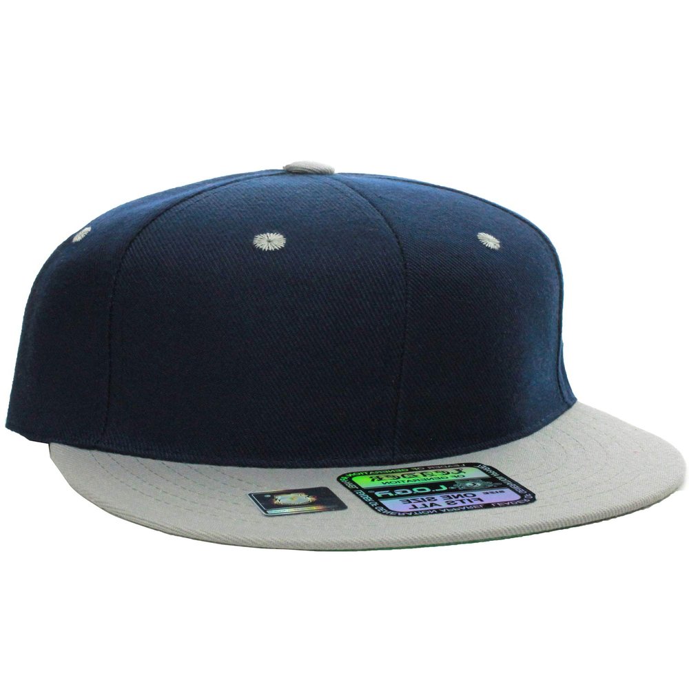 Diversity & Inclusion D&I. Plain Adjustable Snapback Hats Caps Flat Bill Visor - Navy Gray