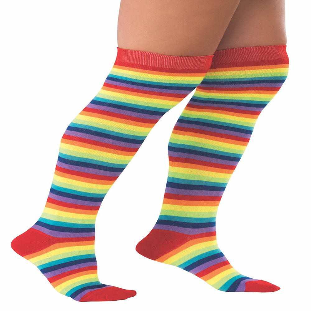 Rubie's Unisex-Adult's Rainbow Knee High Socks, Multicolor, One Size