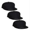 D&I Plain Flat Bill Visor Blank Snapback Hat Cap with Adjustable Snaps - 3 Pk - Black, Black, Black view 1