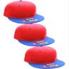 D&I Plain Flat Bill Visor Blank Snapback Hat Cap with Adjustable Snaps - 3 Pk - Red/Ry, Red/Ry, Red/Ry view 1