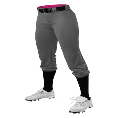 Alleson Athletic Fastpitch Softball Pants for Women. Low Rise Double Knit Charcoal Softball Pants Made with Stretch Knit Polyester (Style 615PSW) Large