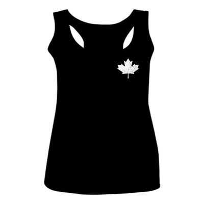 0085. Canadian Maple Leaf Flag Canada Pride Vintage Women's Tank Top Racerback (Black, Small)