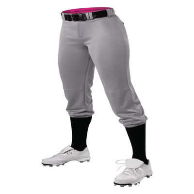 Alleson Athletic Fastpitch Softball Pants for Women. Low Rise Double Knit Grey Softball Pants Made with Stretch Knit Polyester (Style 615PSW) Large
