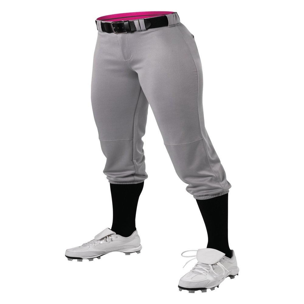 Alleson Athletic Fastpitch Softball Pants for Women. Low Rise Double Knit Grey Softball Pants Made with Stretch Knit Polyester (Style 615PSW) Large