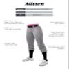 Alleson Athletic Fastpitch Softball Pants for Women. Low Rise Double Knit Grey Softball Pants Made with Stretch Knit Polyester (Style 615PSW) Large view 3