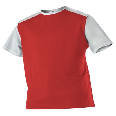 Alleson Athletic Men's Mock mesh Baseball Jersey, Scarlet/White, Large