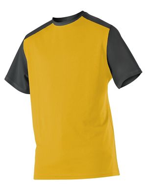 Alleson Athletic Boys Youth Mock Mesh Baseball Jersey, Dark Green/Light Gold, Large