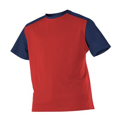 Alleson Athletic Boys Youth Mock Mesh Baseball Jersey, Scarlet/Navy, XX-Small