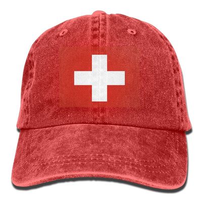 TZT Swiss Flag Unisex Adult Denim Dad Baseball Hat Sports Outdoor Cowboy Cap for Men and Women