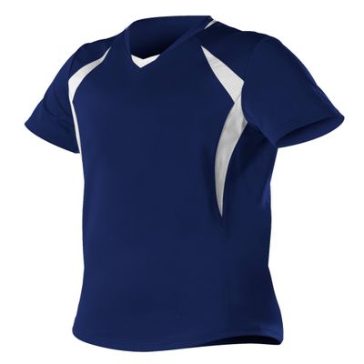 Alleson Athletic Girls Plaited Knit Fast Pitch Softball Jersey, Navy/White, Small