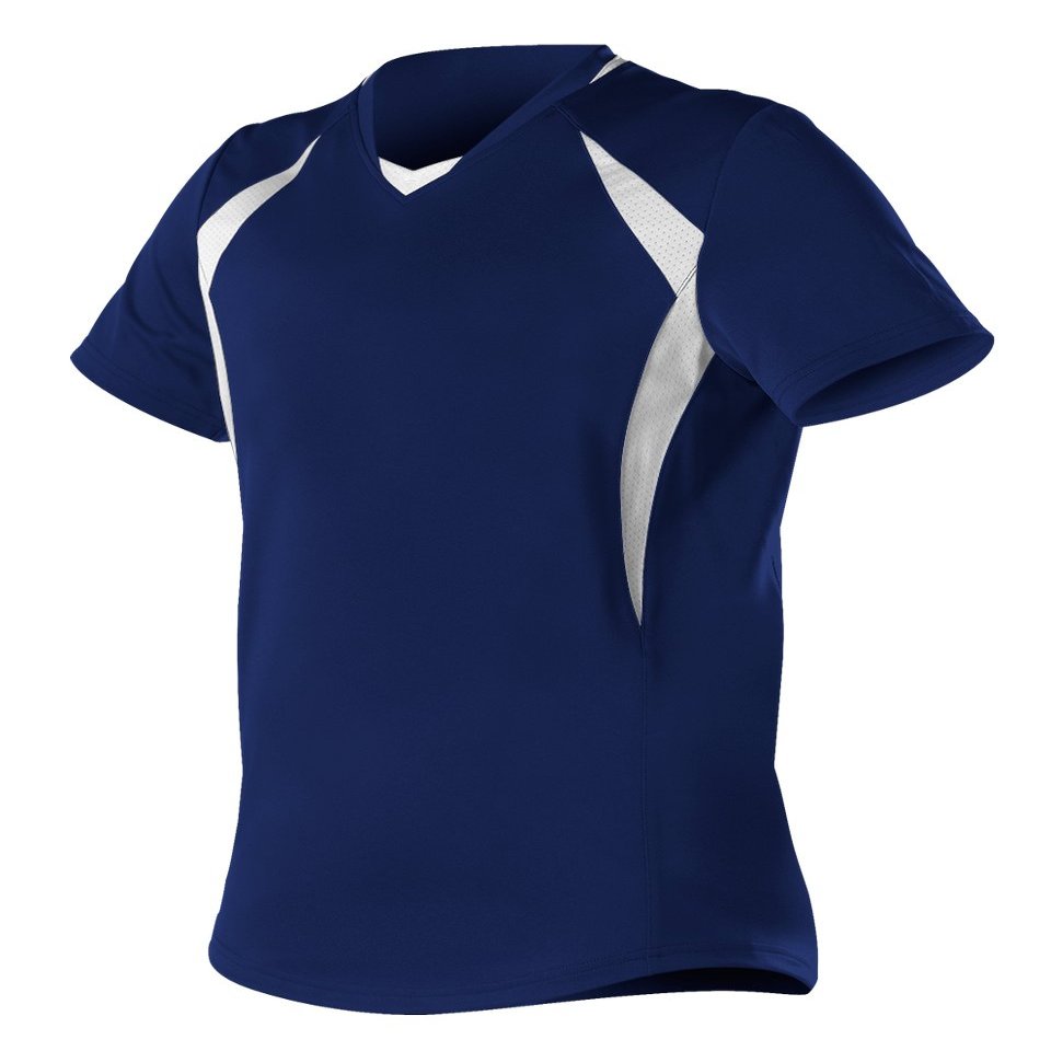Alleson Athletic Girls Plaited Knit Fast Pitch Softball Jersey, Navy/White, Small