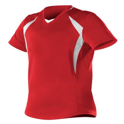 Alleson Ahtletic Girls Plaited Knit Fast pitch Softball Jersey, Scarlet/White, Large