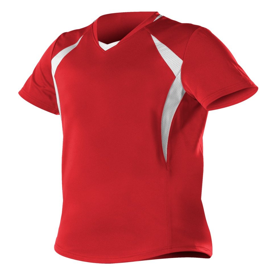 Alleson Ahtletic Girls Plaited Knit Fast pitch Softball Jersey, Scarlet/White, Large