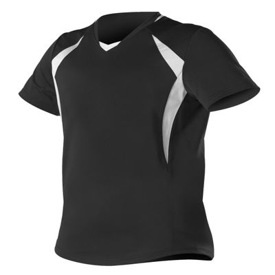 Alleson Ahtletic Girls Plaited Knit Fast pitch Softball Jersey, Black/White, Medium