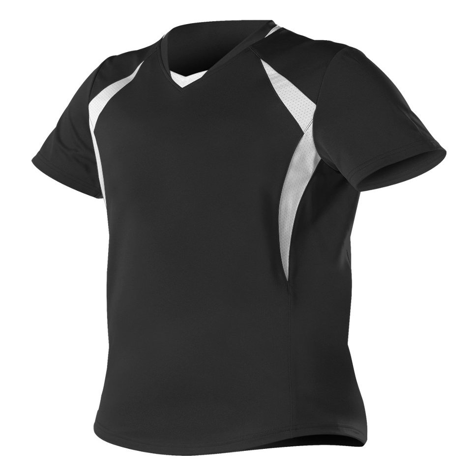 Alleson Ahtletic Girls Plaited Knit Fast pitch Softball Jersey, Black/White, Medium