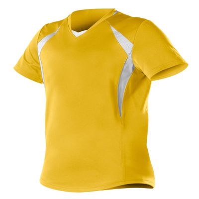 Alleson Athletic Girls Plaited Knit Fast pitch Softball Jersey, Light Gold/White, Large