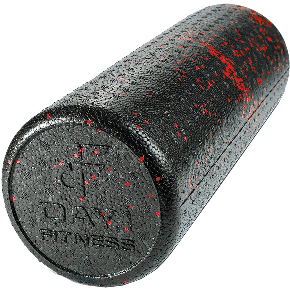 Day 1 Fitness High Density Muscle Foam Rollers - Sports Massage Rollers for Stretching, Physical Therapy, Deep Tissue, Myofascial Release - Ideal for Exercise and Pain Relief - Speckled Red, 18