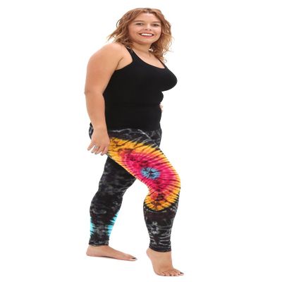 Multicolor Plus Size Yoga Leggings for Women high Waist for Yoga Workout in Colorful Spiral Tie dye
