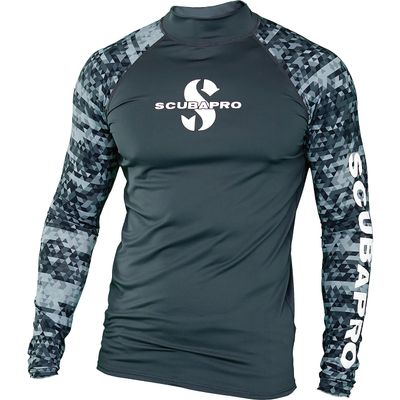 SCUBAPRO UPF 50 Rash Guard Long-Sleeve Mens Diving Shirt, for Scuba Diving and Water Sports, Pull-On Polyester Exposure Protection Layer, Medium, Graphite