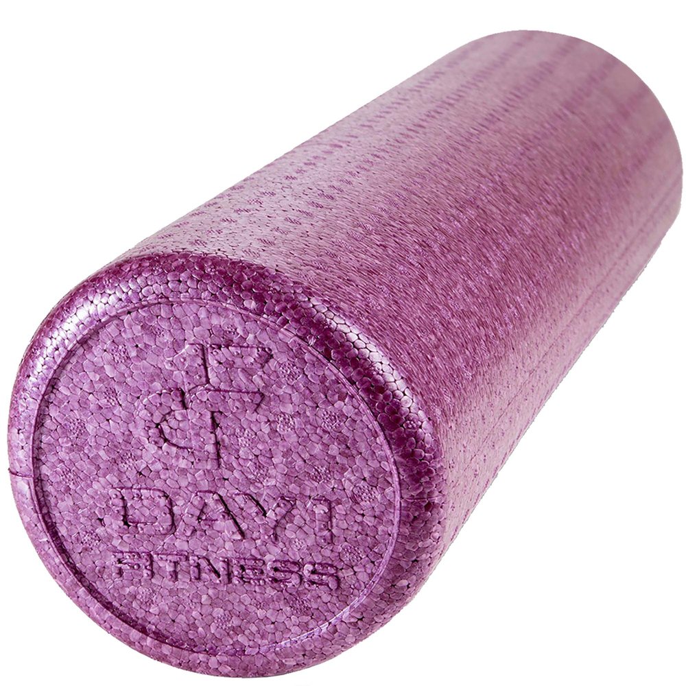 Day 1 Fitness High Density Muscle Foam Rollers - Sports Massage Rollers for Stretching, Physical Therapy, Deep Tissue, Myofascial Release - Ideal for Exercise and Pain Relief Solid Purple, 18