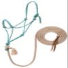Weaver Leather Silvertip No. 95 Rope Halter with 10' Lead, Average, Teal/Tan/Silver/White view 1