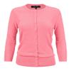 YEMAK Women's Knit Cardigan Sweater  3/4 Sleeve Crewneck Basic Classic Casual Button Down Soft Lightweight Knitted Top CO079-PNK-2X Pink view 1