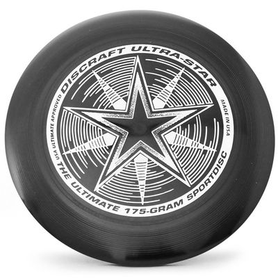 Discraft Ultra-Star 175g Ultimate Disc + Free Mini Frisbee + Ultimate Disc Sticker (USA Ultimate Approved) - Black