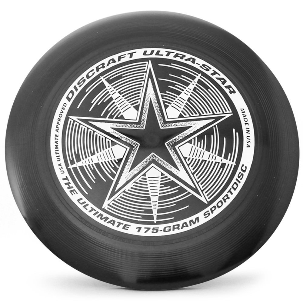 Discraft Ultra-Star 175g Ultimate Disc + Free Mini Frisbee + Ultimate Disc Sticker (USA Ultimate Approved) - Black