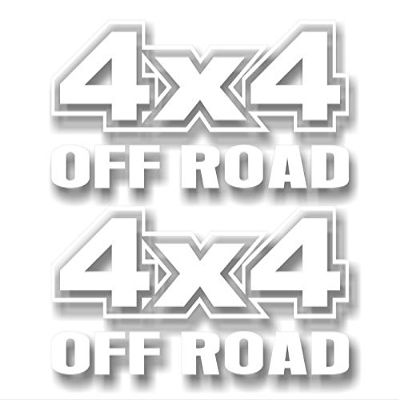 2-4x4 Offroad Solid White Vinyl 13" Decals Truck Box Stickers (2 Decals - Solid White)