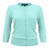 YEMAK Women's Knit Cardigan Sweater  3/4 Sleeve Crewneck Basic Classic Casual Button Down Soft Lightweight Knitted Top CO079-IBL-2X Ice Blue view 1