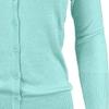 YEMAK Women's Knit Cardigan Sweater  3/4 Sleeve Crewneck Basic Classic Casual Button Down Soft Lightweight Knitted Top CO079-IBL-2X Ice Blue view 2