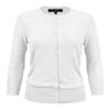 YEMAK Women's Knit Cardigan Sweater  3/4 Sleeve Crewneck Basic Classic Casual Button Down Soft Lightweight Knitted Top CO079-WHT-2X White view 1