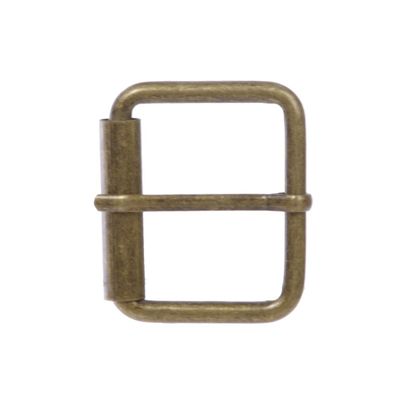 1 1/2" Nickel Plated Single Prong Simple Roller Buckle, Antique Brass
