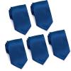 FOMANN Mens Formal Tie Wholesale Lot of 5 Mens Solid Color Wedding Ties 3.5" Satin Finish (Navy Blue) view 1