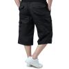 EKLENTSON Cargo Shorts for Men Below Knee Casual Long Shorts for Men Loose Fit Cotton 3/4 Capri Pants with 7 Pockets, Black, 34 view 4
