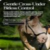 HORZE Genuine Leather Cross-Under Bitless Bridle | Includes Web Reins with Hand Stops - Black - Pony view 2