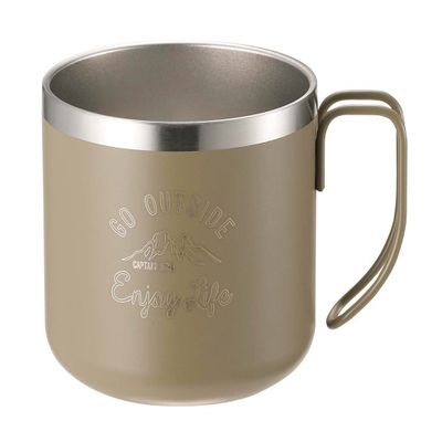 Captain Stag UE-3431 Mug, Cup, Double Stainless Steel, Vacuum Insulated, Hot or Cold Insulated, 11.8 fl oz (350 ml), Khaki Monte
