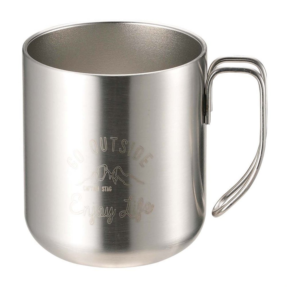 Captain Stag UE-3428 Mug, Cup, Double Stainless Steel, Vacuum Insulated, Hot or Cold Insulated, 11.8 fl oz (350 ml), Silver