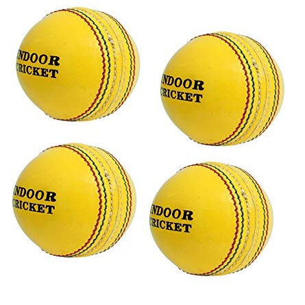 CW Indoor Cricket Ball Club Match Tournament Play Balls Set of 4 Yellow Cricket Ball Indoor Cricket Leather Ball Yellow 2 Piece Hand Stitch Senior Ball Weight 120gram Approx
