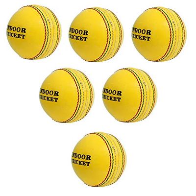 CW Indoor Yellow Cricket Ball, Pack of 12, Stitched, Leather, 7cm, 120g, Adult, Standard, Yellow