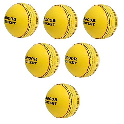 CW Indoor Yellow Cricket Ball, Pack of 12, Stitched, Leather, 7cm, 120g, Adult, Standard, Yellow