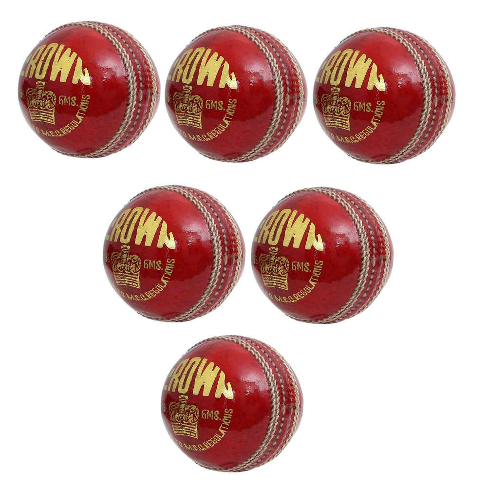 CW Crown Senior Grade Leather Cricket 4 PCE Ball Match Quality Balls Pack of 6