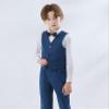 Fankeshi Boy's 4 Button Formal Suit Vest Teal 4 view 2