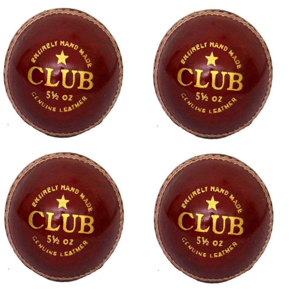 CW Club Red Cricket Ball Youth & Boys Pack of 4 Hand Stitch Leather 2 PCE Ball