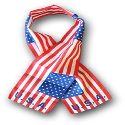 AWS USA American Country Lightweight Flag Printed Triple Knit Polyester Style Scarf 8"x60" (Imported)