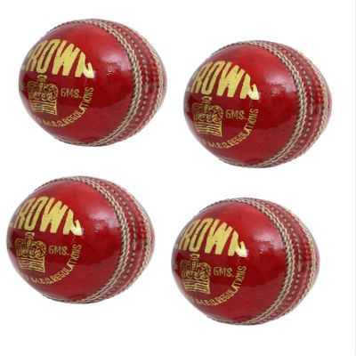 CW Crown Leather Ball Red Complete Hand Stitched Four Piece Balls Set of 4 for Men
