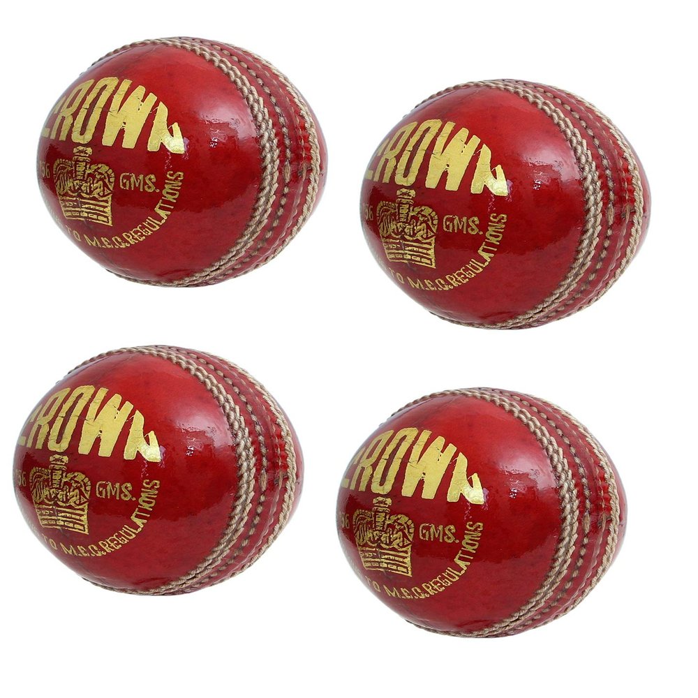 CW Crown Leather Ball Red Complete Hand Stitched Four Piece Balls Set of 4 for Men