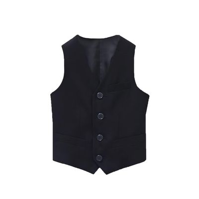 Fankeshi Boy's 4 Button Formal Suit Vest Black 3T